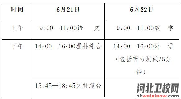 2023年河北中考時(shí)間
