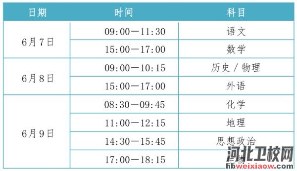 2023河北高考時(shí)間